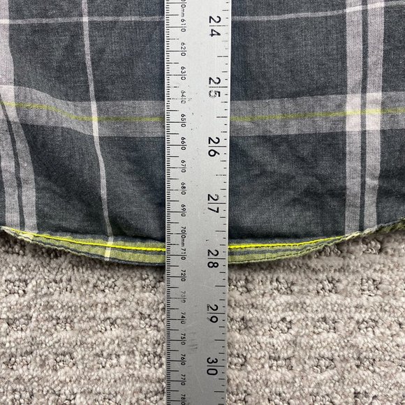 Burnside LMT Edition Shirt Men Medium Gray Blue Yellow Plaid Hooded Hoodie Surf - Picture 9 of 9